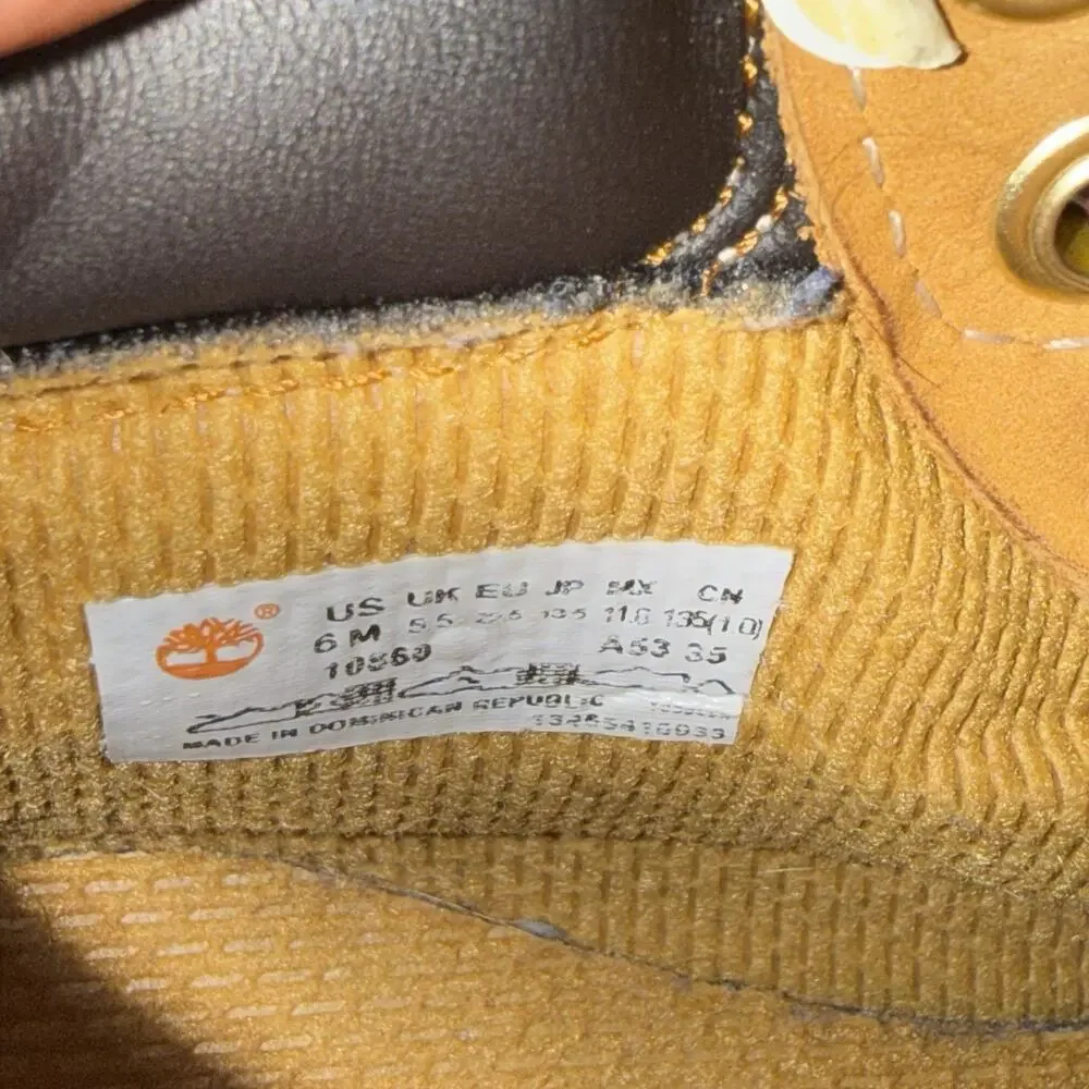 Timberland 10660 Unisex Kids Leather Work Boots Lace-Up Tan US 6M